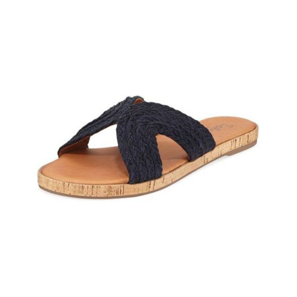 NWT SPLENDID Womens Navy Suzette Round Toe Platform Slip On Slide Sandals 5.5